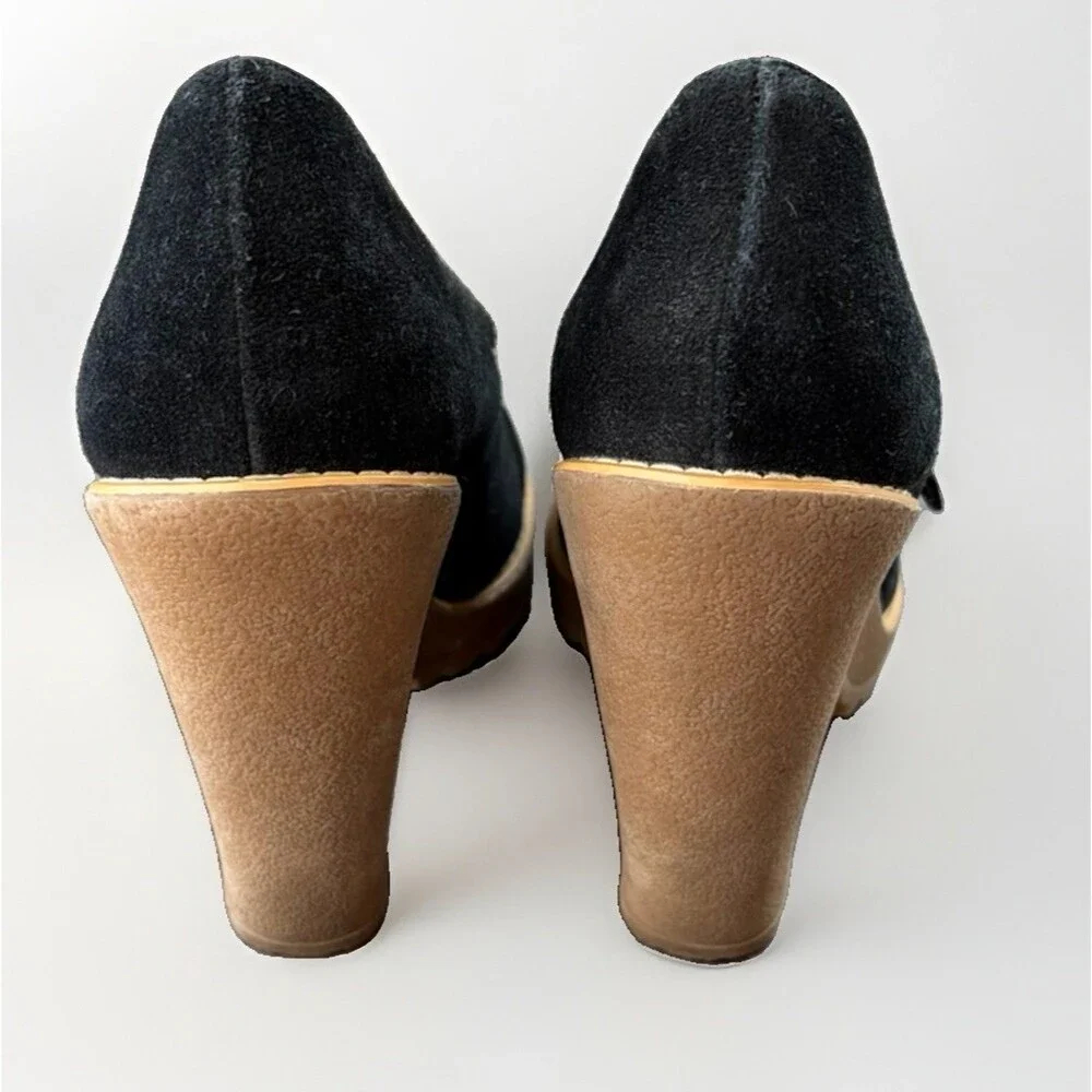 Steve Madden Meliny Black Suede Platform Mary Jane Chunky Heel Pumps Shoes 9.5